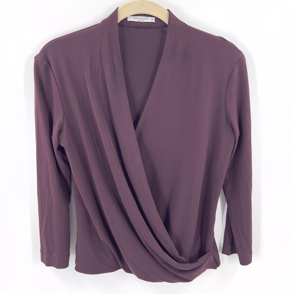 MM Lafleur Deneuve Faux Wrap Top Womens XS Stretch Quiet Luxury Old Money Office - Picture 10 of 10